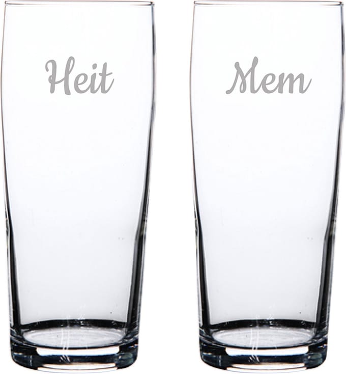 Gegraveerde bierfluitje 19cl Mem & Heit