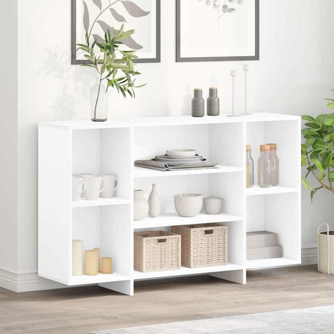vidaXL - Dressoir - 120x30x75 - cm - bewerkt - hout - wit