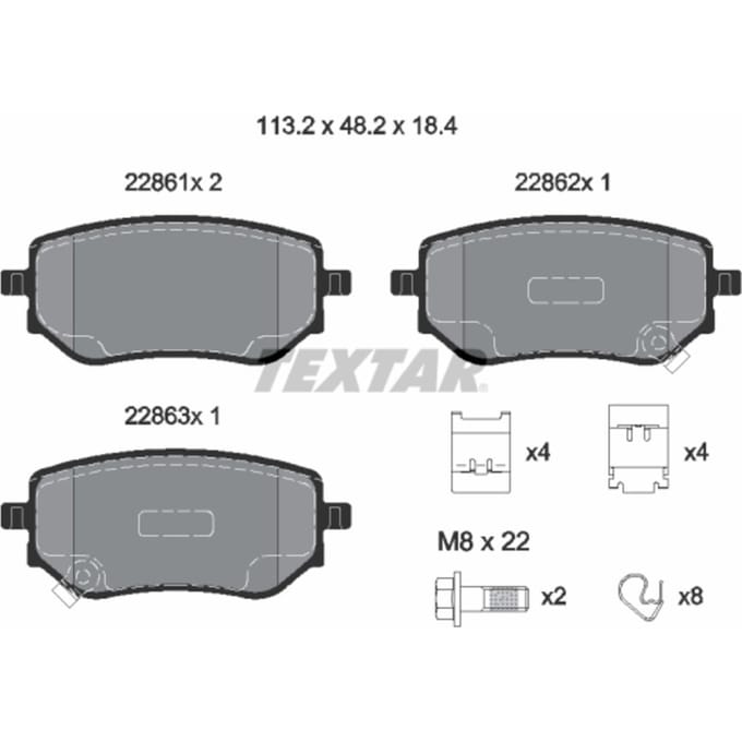 Remblokset TEXTAR 2286101, achter