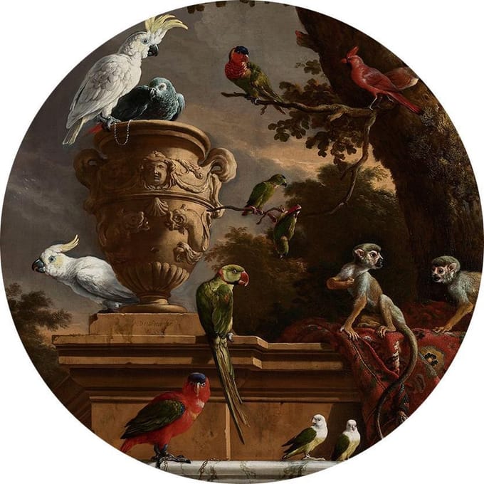 De menagerie, Melchior de Hondecoeter - Foto op Behangcirkel - ⌀ 120 cm