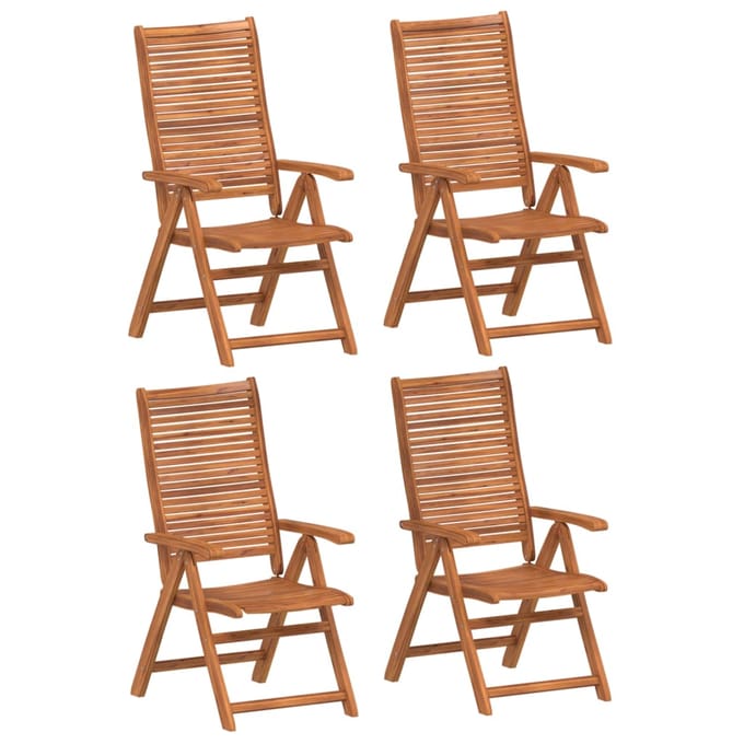 vidaXL - Verstelbare - klapstoelen, - 4 - stuks, - 56x72x107 - cm, - massief - acaciahout.