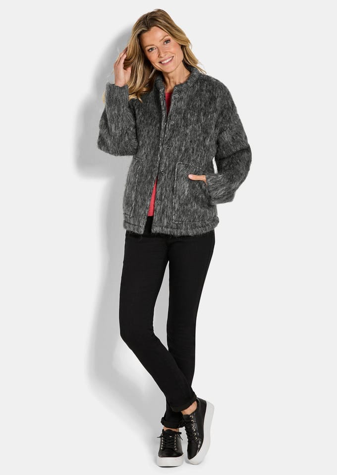 Wollen jack in vachtlook - grijs - Gr. 23 van Goldner Fashion