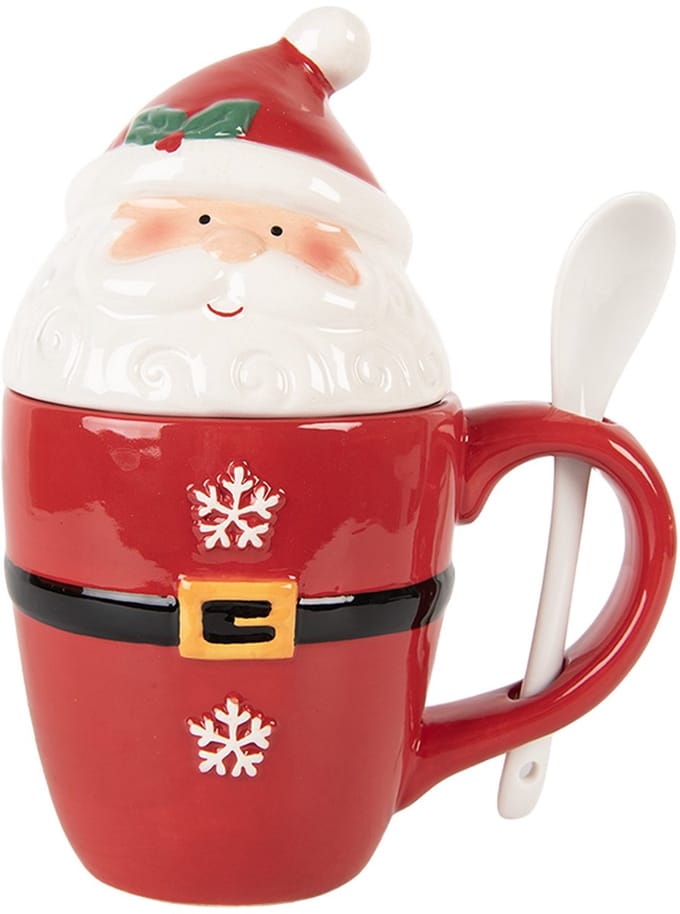 Clayre & Eef Mok Kerstman 300 ml Rood Keramiek