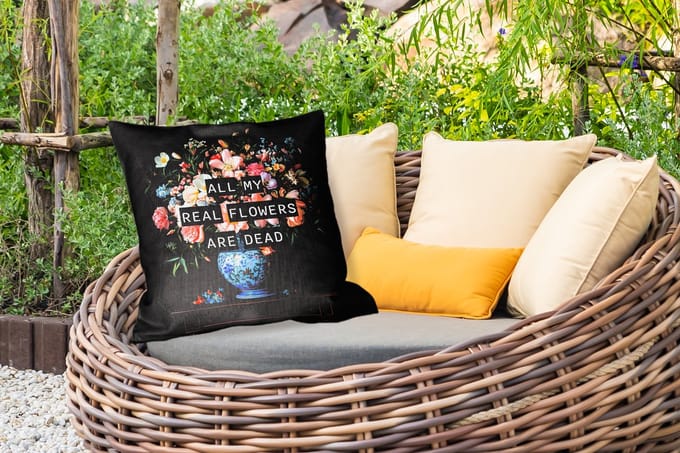 Sierkussen Buiten - Bloemen - Art - Pastel - Quotes - 60x60 cm - Weerbestendig
