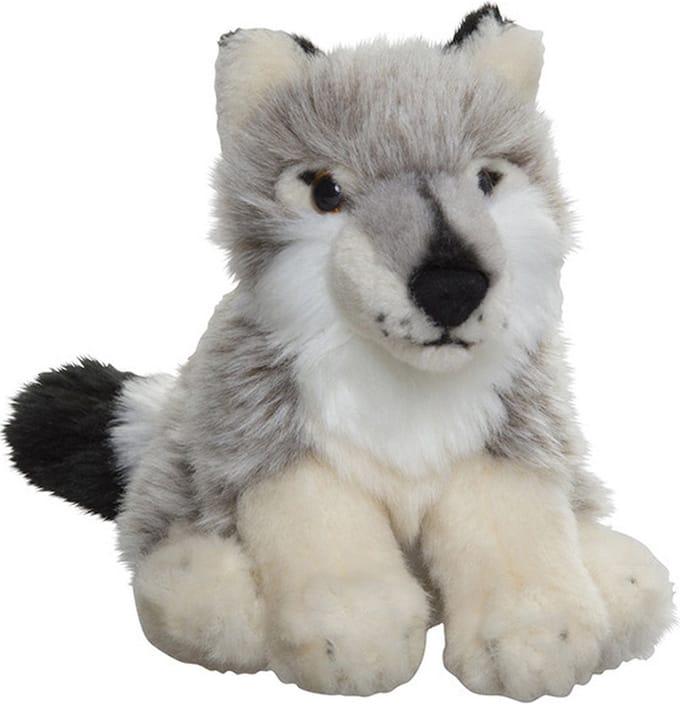 Nature Planet Knuffel Wolf - zachte pluche - 16 cm - wolven knuffeldier