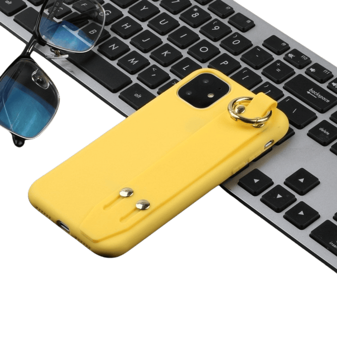 Comfycase iPhone 12 (Pro) Strap Holder Case Geel