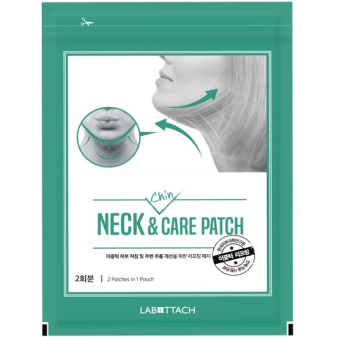 Wooshin Labottach Patch soin cou et menton – Masque hydrogel au collagène pour le soin du cou et du menton, 2 pièces