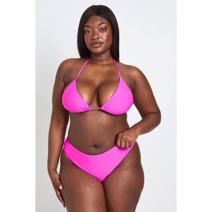 boohoo Dames Plus Essentials Effen Bikinislip | Fuchsia | Maat: 48
