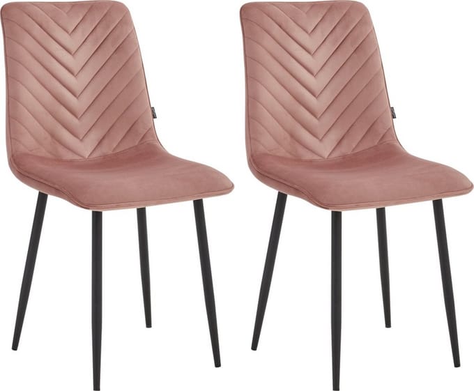 Colenis® - Senny Eetkamerstoel - Set Van 2 - Roze - Fluweel - Industrieel - Eetkamerstoelen