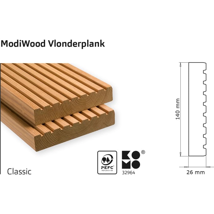 Intergard Vlonderplanken thermisch gemodificeerd Classic 390cm (26x140mm)