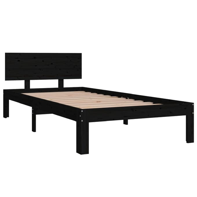 vidaXL - Bedframe - massief - grenenhout - zwart - 90x200 - cm