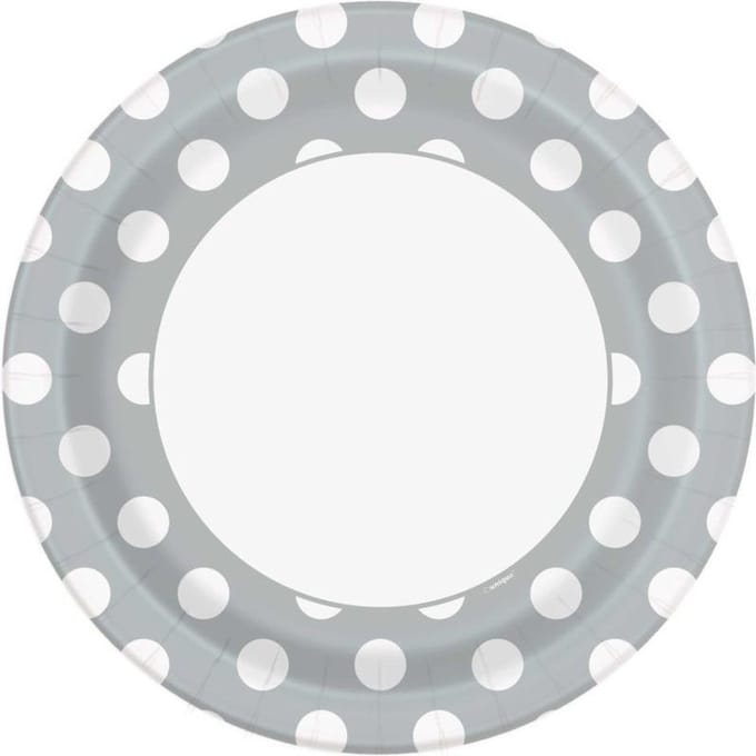 Bordjes Zilver met Stippen - 8 stuks