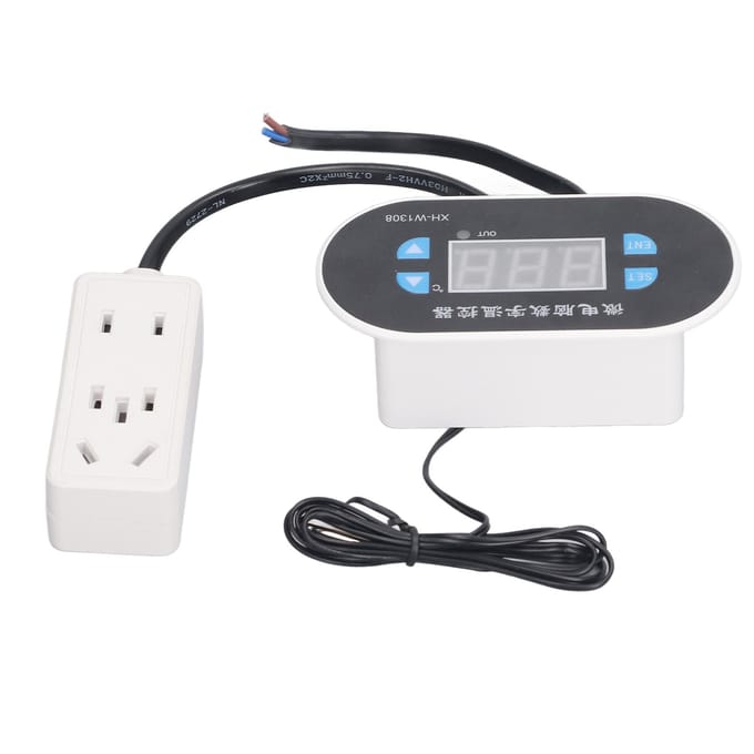 Contrôleur de Température Numérique LED Chauffage Refroidissement Thermostat Interrupteur de Contrôle avec Sonde Étanche white