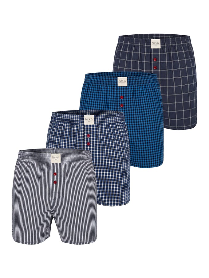 Phil & Co Heren Wijde Boxershorts Mulitpack 4-Pack Blauw - Maat 3XL