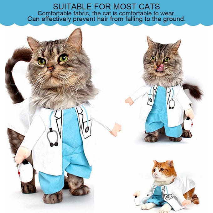 Mini Leuke Grappige Kat Kleding Dokter Pak Verkleden Kostuum Kleding Huisdier Benodigdheden(Wit Type 4) wit