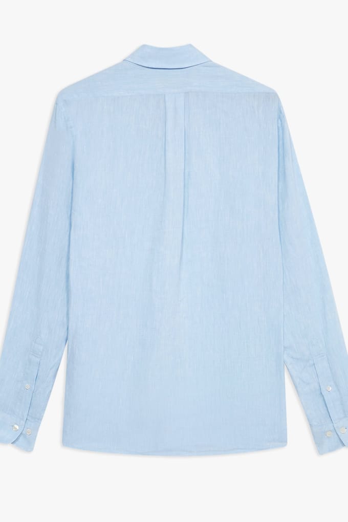 Brooks Brothers Button Down Shirt Linen Light Blue Maat: M | Casual Overhemden Outlet | Heren | Blauw