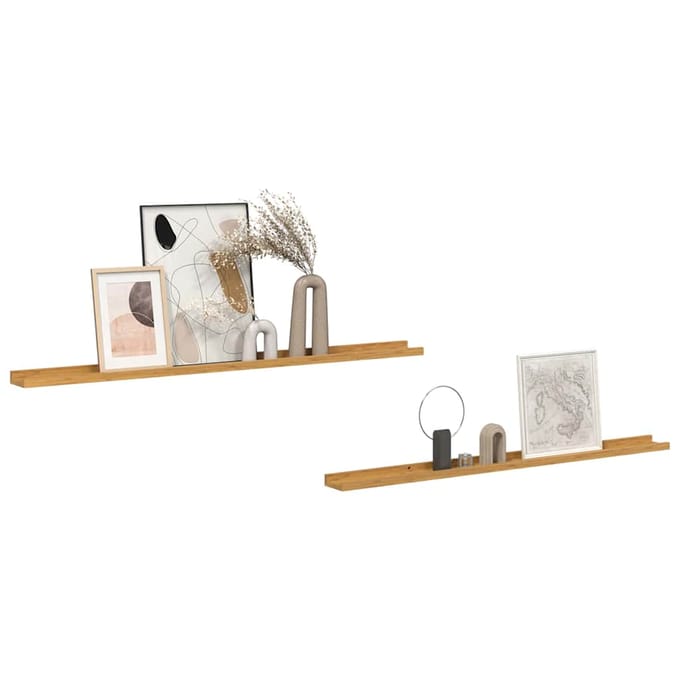 vidaXL - Wandplank - 2 - st - Beige - 115 - x - 9 - x - 3 - cm - Bewerkt - hout