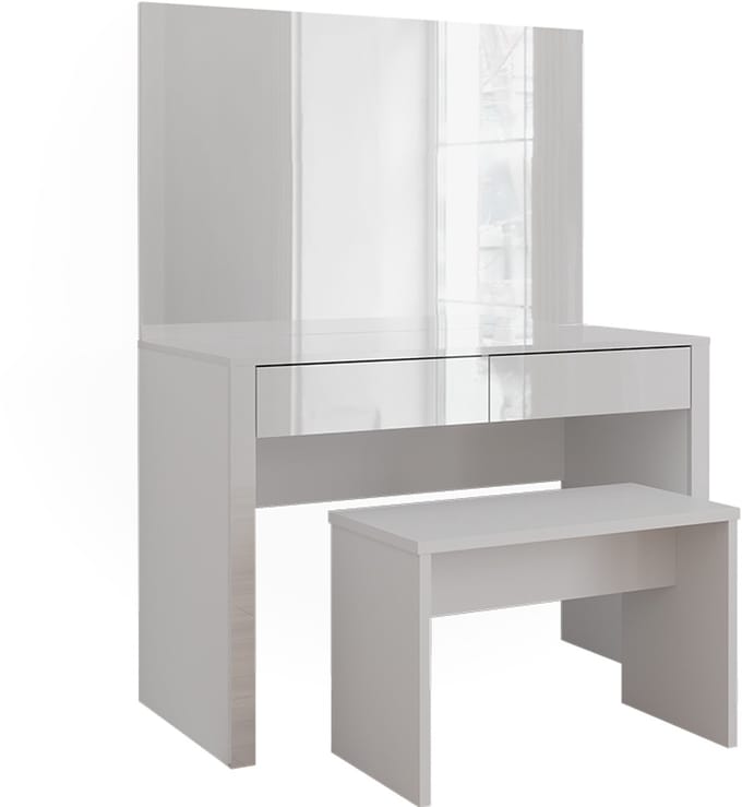 Vicco Annabelle Kaptafel – 110 cm met spiegel en bank Wit hoogglans/wit