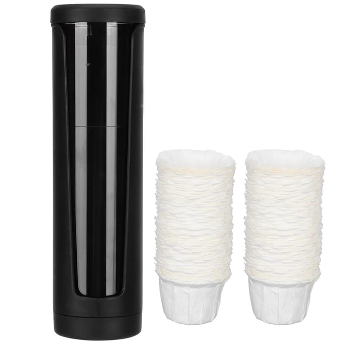 Wegwerpbeker Dispenser Wandhangend Koffie Papier Filter Houder Opbergorganizer(Zwart 100 stuks beker black
