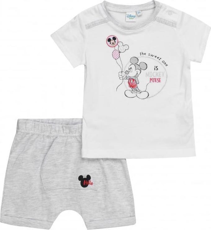 Disney Mickey Mouse zomer set - 2-delig - wit/grijs - maat 86 (24 maanden)