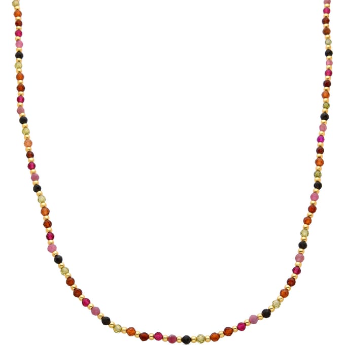 Luxenter Collier en cristal multicolore fini en or jaune 18K - Irfoa