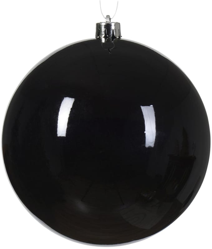 Decoris Kerstbal - zwart - groot - 14 cm - kunststof - glans - kerstversiering