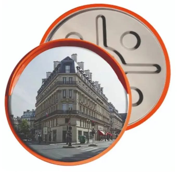 Verkeersspiegel rond - oranje - RVS materiaal | 80 cm