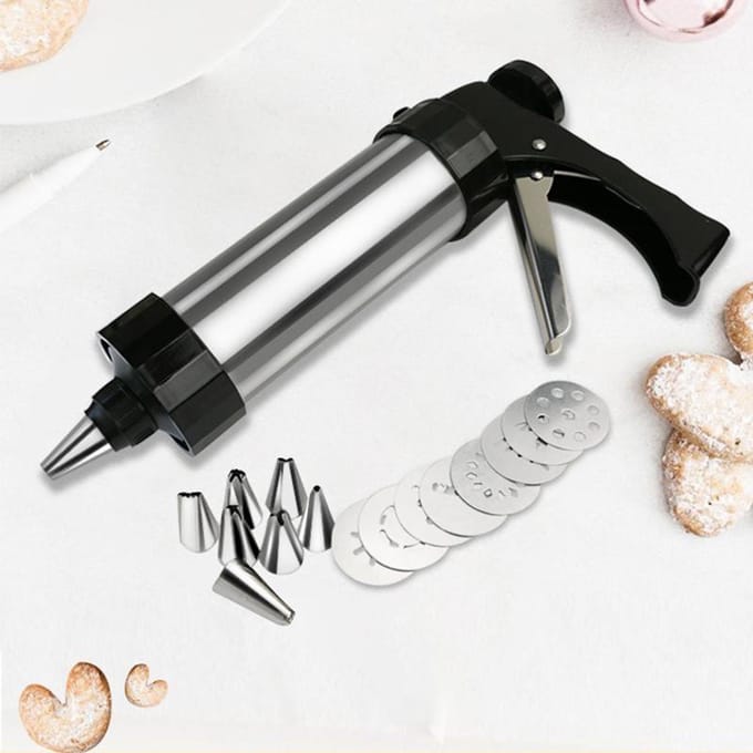 Ensemble de pistolet de décoration de crème de gâteau en acier inoxydable, Machine de fabrication de biscuits, moule de buse, outil de cuisson de cuisine noir