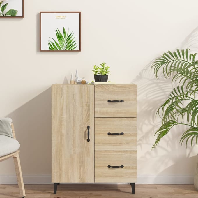 vidaXL - Dressoir - 69,5x34x90 - cm - bewerkt - hout - sonoma - eikenkleurig