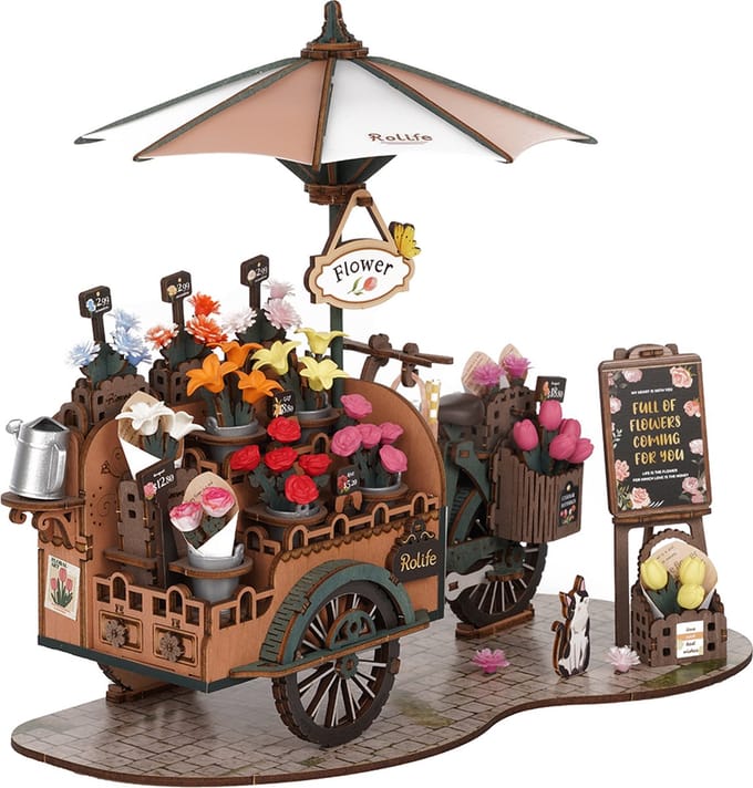ROBOTIME Rolife Bloemenkar 3D Houten Puzzel TGS03