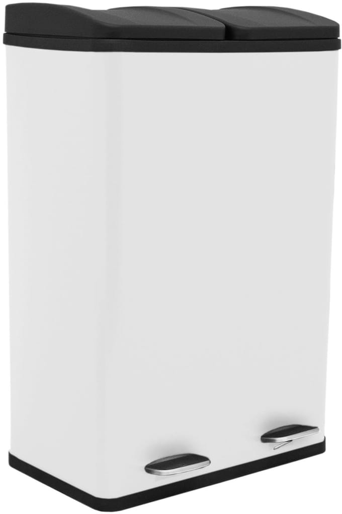 Dubbele pedaalemmer - wit - 60 l - met gratis microvezeldoek