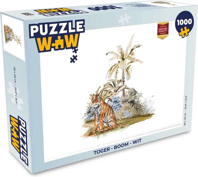 Puzzel Tijger - Boom - Wit - Legpuzzel - Puzzel 1000 stukjes volwassenen