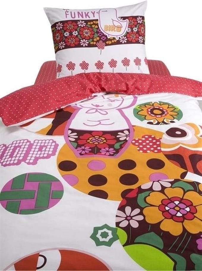 Damai Funky Bird Dekbedovertrek - Junior - 120x150 cm - White