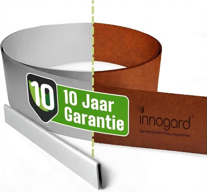 Innogard Cortenstaal gazonrand L5m H25cm - Flexibele gazonrand van 1 mm dik voor tuinperken en bloembedden