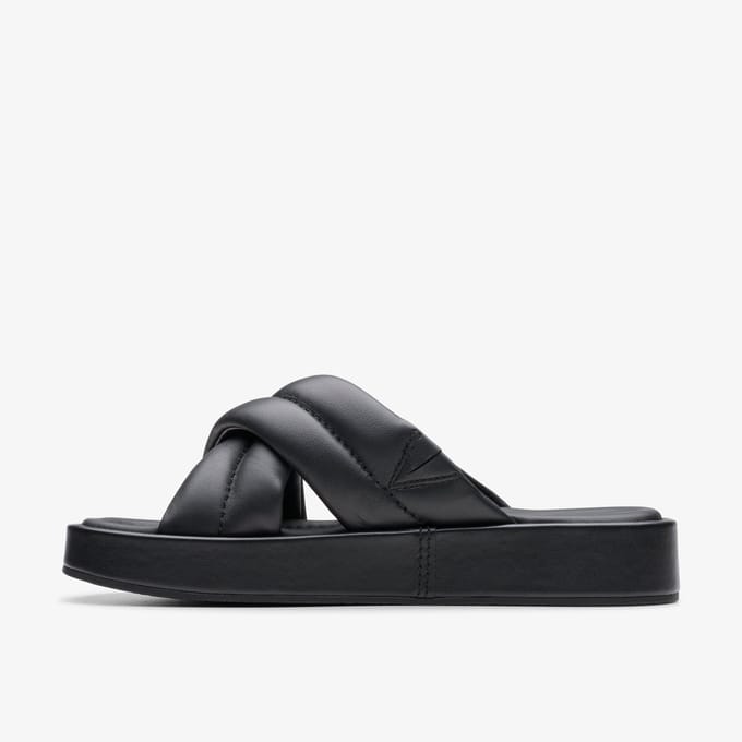 Alda Glide Zwarte Leren Sandalen