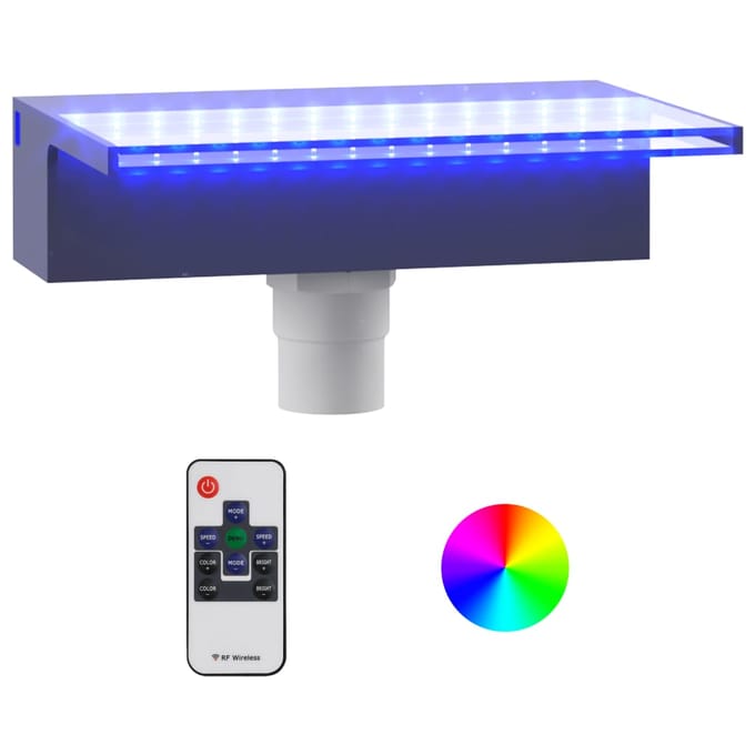 vidaXL - Watervaloverlaat - met - RGB - LED's - 30 - cm - acryl