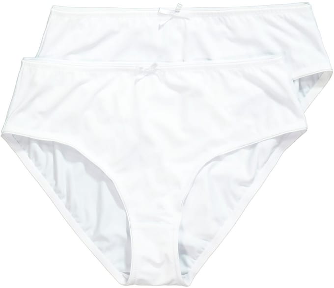 Ulla Popken - Dames - Slips set van 2 microvezel - Sneeuwwit - Maat 42+