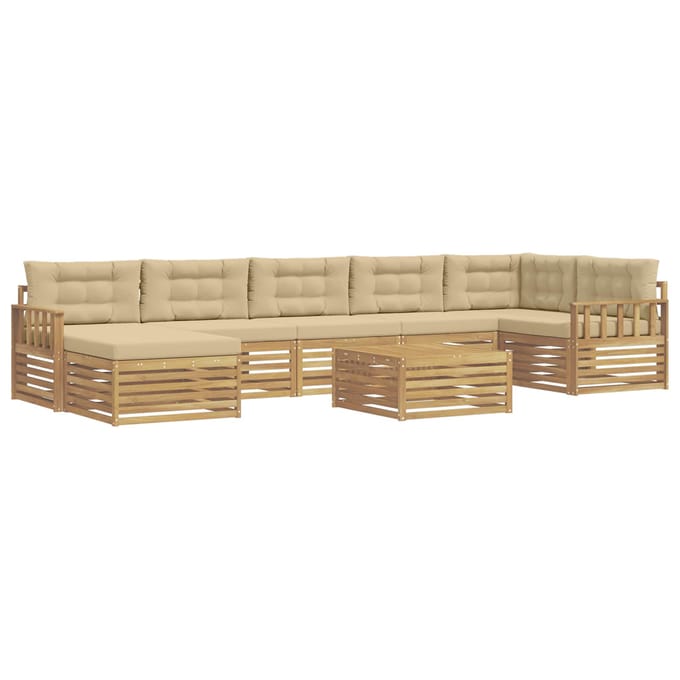vidaXL - Buiten - bank - set - 8 - st - Wit - en - Beige