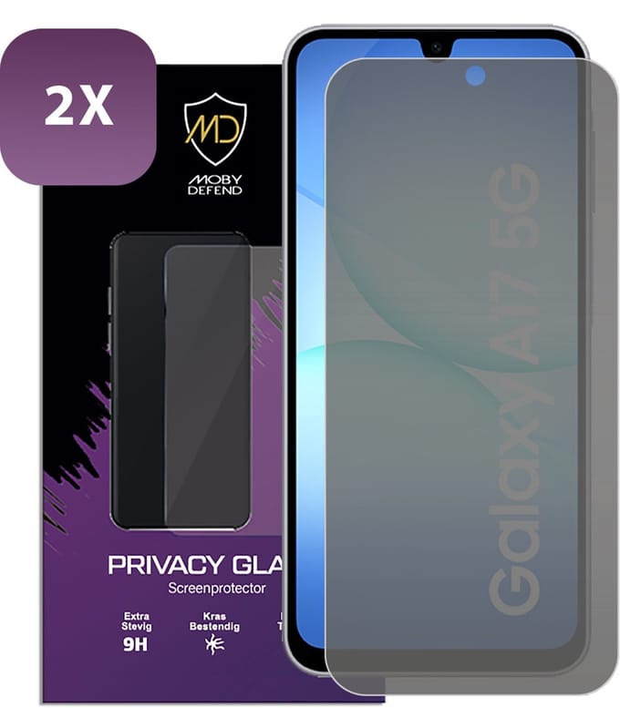 2-Pack MobyDefend Screenprotectors - Geschikt voor Samsung Galaxy A17 / A18 - HD Privacy Glass Screensavers