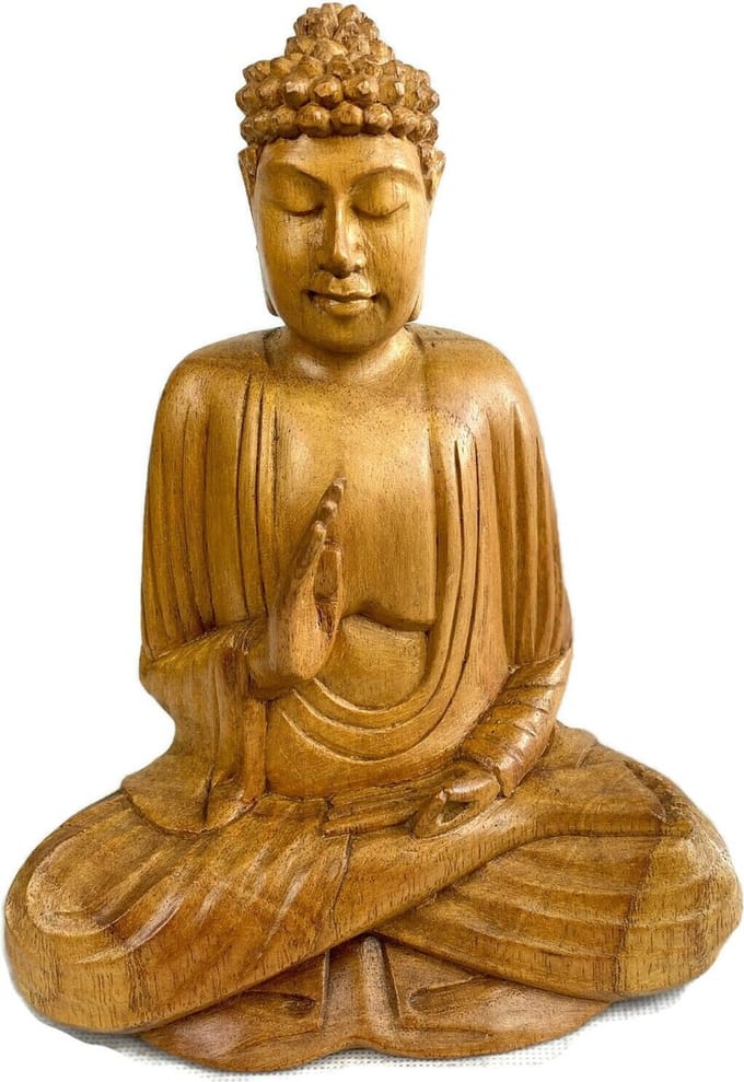 Houten buddha / Handgemaakt houten beeld / Indonesisch beeld