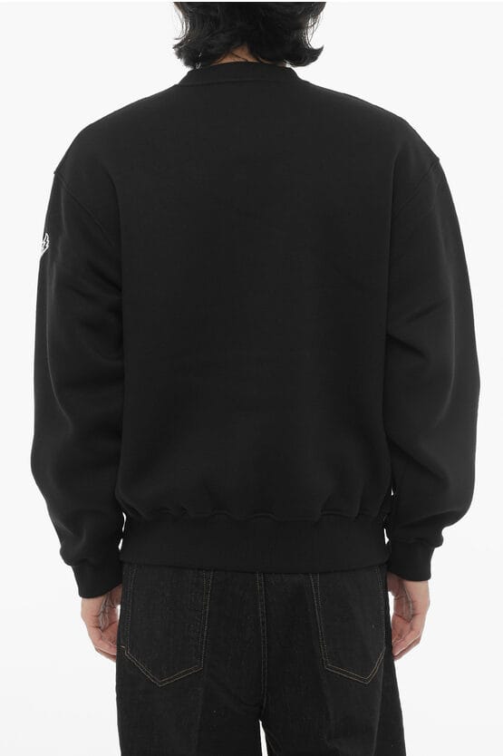 Fleecekatoenmix Easy Fit ronde hals sweatshirt in zwart