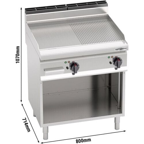 GGM Gastro Elektro Bratplatte - 9,6 kW - Glatt & Gerillt Zilver