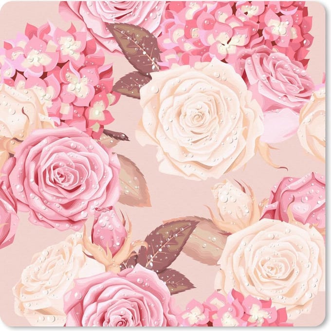 Muismat 20x20 cm - Mousepad Rozen - Glitter - Roze - Wit - Muismatten