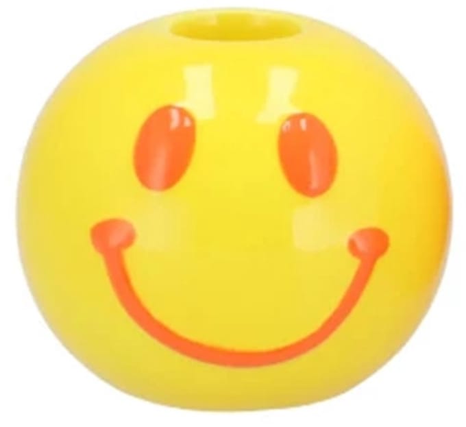 Smiley kaarsenhouder 7x7x6cm Geel/oranje