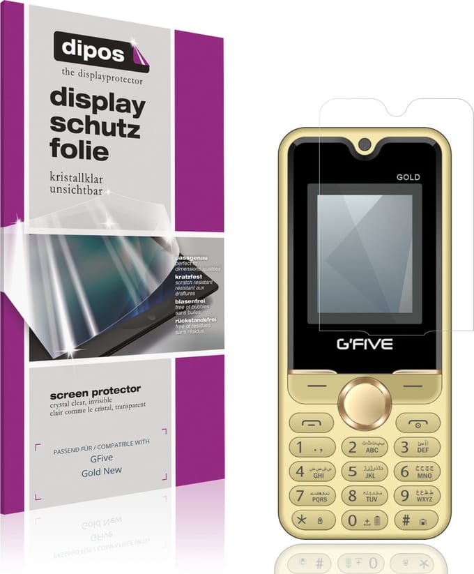 dipos – 4x Beschermfolie geschikt voor GFive Gold New | Krasbestendige & heldere Screenprotector Ultra-Thin