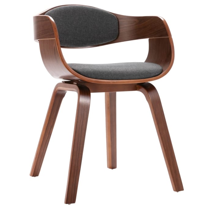 vidaXL - Eetkamerstoelen - 6 - st - gebogen - hout - en - stof - grijs