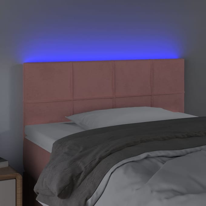 vidaXL - Hoofdbord - LED - 90x5x78/88 - cm - fluweel - roze