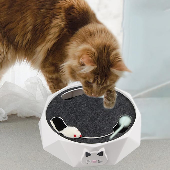 Interactieve Kat Draaitafel Elektrisch 2 Snelheden Instelbaar Automatisch Puzzel Vang Muis Spelen Kat Speelgoed voor gray