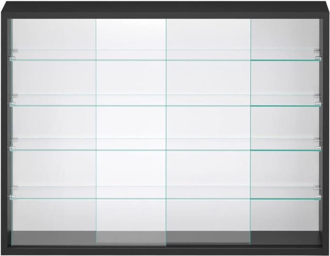 DD® Vitrinekast Hangend - Glazen Vitrinekast - Wandvitrine - 75x55x14cm - Zwart