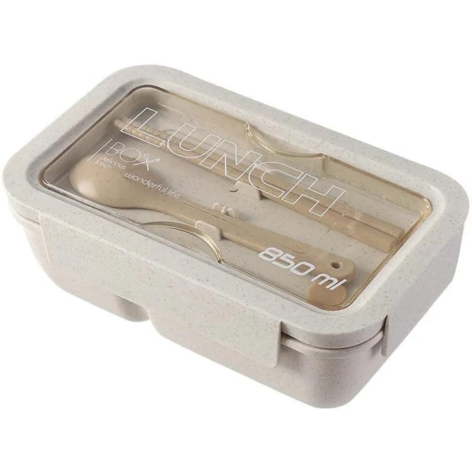 850ml Lunchbox Draagbaar Kantoorwerkers Magnetron Lunchbox Tarwe Servies Lunchbox Student Grote Capaciteit Two squares&850ml&One layer gray